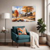 Autumn Mountain Snowfall Living Room Demo