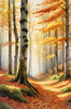 Printable Art of Beech Forest in Autumn with Golden Leaves