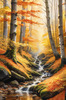 Printable Art of Beech Forest in Autumn with Golden Leaves