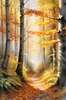 Printable Art of Beech Forest in Autumn with Golden Leaves