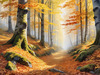 Printable Art of Beech Forest in Autumn with Golden Leaves
