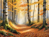 Printable Art of Beech Forest in Autumn with Golden Leaves
