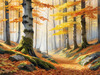 Printable Art of Beech Forest in Autumn with Golden Leaves