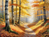 Printable Art of Beech Forest in Autumn with Golden Leaves