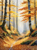 Printable Art of Beech Forest in Autumn with Golden Leaves