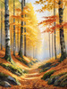 Printable Art of Beech Forest in Autumn with Golden Leaves