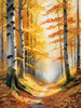 Printable Art of Beech Forest in Autumn with Golden Leaves
