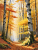 Printable Art of Beech Forest in Autumn with Golden Leaves