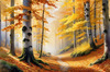 Printable Art of Beech Forest in Autumn with Golden Leaves