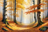 Printable Art of Beech Forest in Autumn with Golden Leaves