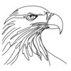 Minimalist Single Line Art of Bald Eagle Beak and Eye