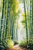 Realistic Bamboo Grove With Wind Rustling Printable Art