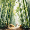 Realistic Bamboo Grove With Wind Rustling Printable Art