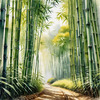 Realistic Bamboo Grove With Wind Rustling Printable Art