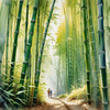 Realistic Bamboo Grove With Wind Rustling Printable Art