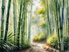 Realistic Bamboo Grove With Wind Rustling Printable Art