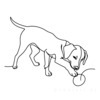Minimalist Line Art of Beagle Following a Scent with Tail Up