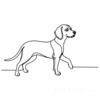 Minimalist Line Art of a Beagle Following a Scent