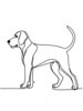 Minimalist Line Art of a Beagle Following a Scent