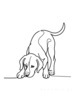 Minimalist Line Art of a Beagle Following a Scent