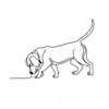 Minimalist Line Art of a Beagle Following a Scent