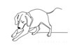 Minimalist Line Art of a Beagle Following a Scent