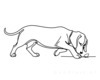 Minimalist Line Art of a Beagle Following a Scent