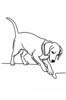 Minimalist Line Art of a Beagle Following a Scent