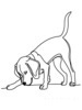 Minimalist Line Art of a Beagle Following a Scent