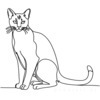 Minimalist Line Art of Bengal Cat in Playful Stance
