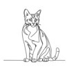 Minimalist Line Art of Bengal Cat in Playful Stance