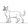 Minimalist Line Art of Bengal Cat in Playful Stance
