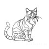 Minimalist Line Art of Bengal Cat in Playful Stance