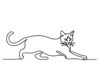 Minimalist Line Art of Bengal Cat in Playful Stance