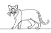 Minimalist Line Art of Bengal Cat in Playful Stance
