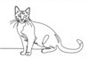 Minimalist Line Art of Bengal Cat in Playful Stance