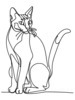 Minimalist Line Art of Bengal Cat in Playful Stance