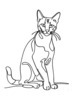 Minimalist Line Art of Bengal Cat in Playful Stance