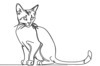 Minimalist Line Art of Bengal Cat in Playful Stance