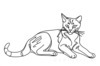 Minimalist Line Art of Bengal Cat in Playful Stance