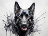 Abstract Art of Black German Shepherd's Intelligent Face
