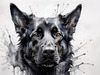 Abstract Art of Black German Shepherd's Intelligent Face