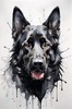 Abstract Art of Black German Shepherd's Intelligent Face