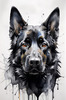 Abstract Art of Black German Shepherd's Intelligent Face