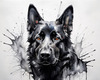 Abstract Art of Black German Shepherd's Intelligent Face