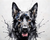 Abstract Art of Black German Shepherd's Intelligent Face