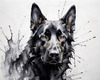 Abstract Art of Black German Shepherd's Intelligent Face