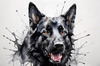Abstract Art of Black German Shepherd's Intelligent Face
