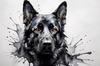 Abstract Art of Black German Shepherd's Intelligent Face