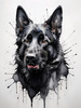 Abstract Art of Black German Shepherd's Intelligent Face
